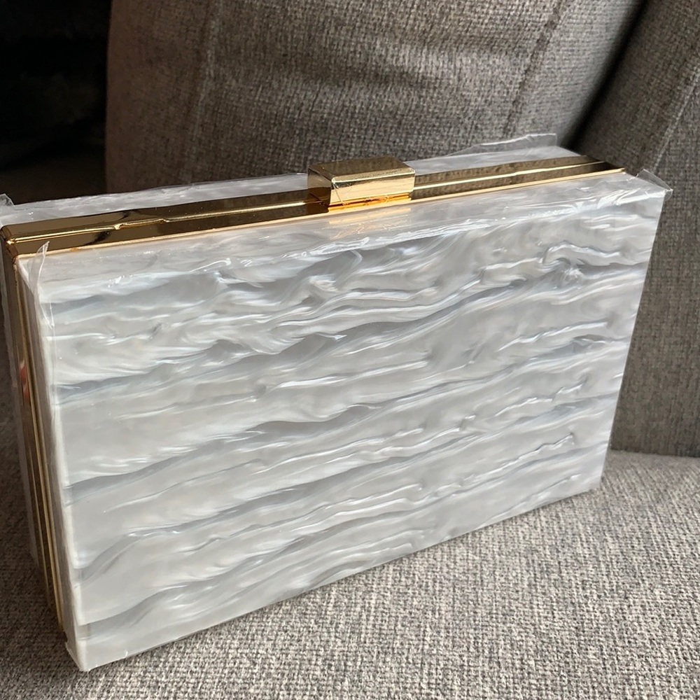 White and Gold Clutch Purse